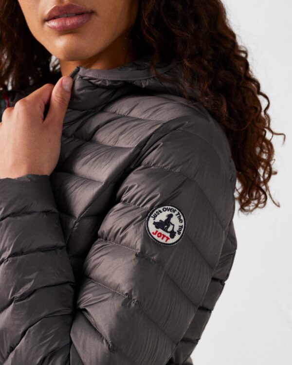 Cloe Anthracite Lightweight Hooded Down Jacket - Image 4