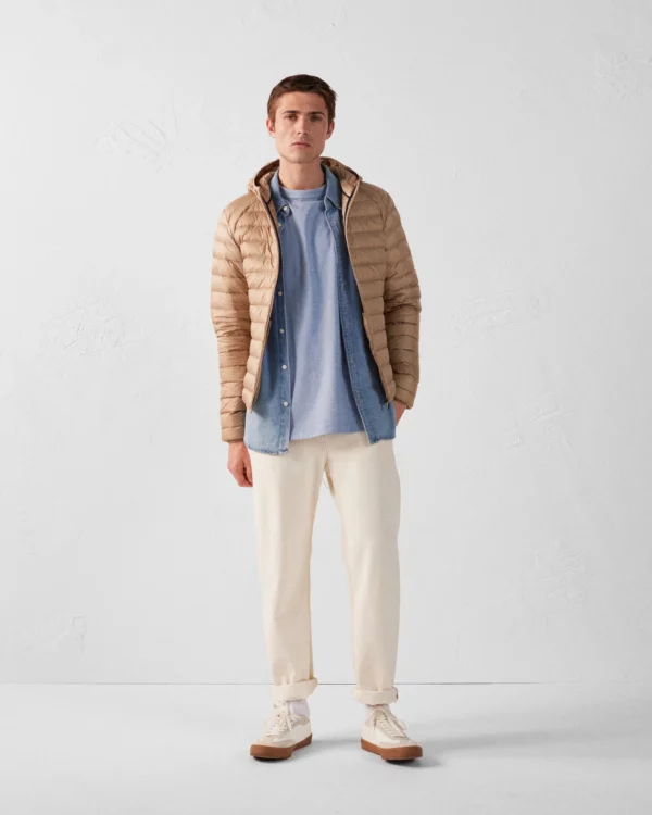 Beige Nico Lightweight Hooded Down Jacket - Image 2