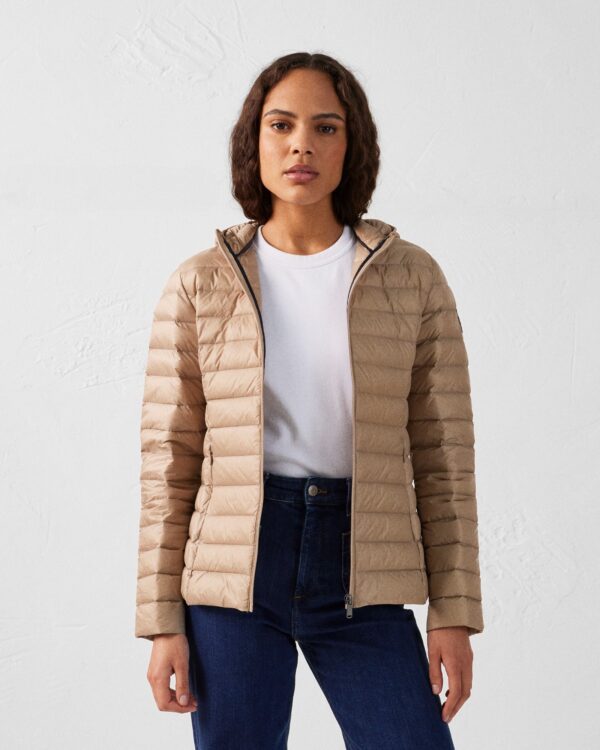 Cloe Beige Lightweight Hooded Down Jacket - Image 2