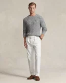 Cable-knit cotton sweater - Heather fawn grey