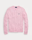 Cable knit cotton sweater - Carmel Pink