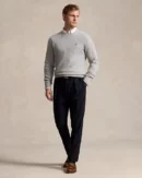 Cotton pique crew neck sweater - Andover chiné