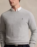 Cotton pique crew neck sweater - Andover chiné