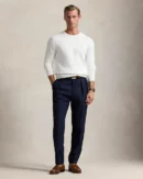 Cotton pique crew neck sweater - White sailor