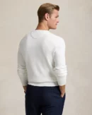 Cotton pique crew neck sweater - White sailor