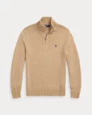 Cotton Half Zip Sweater - Camel Blend